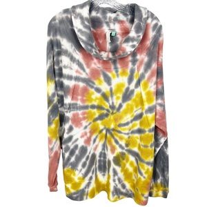 Anthropologie Pilcro waffle knit sweater size 2X women’s tie dye cowl neck